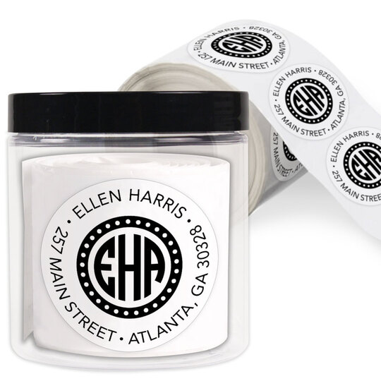 Circle Monogram Round Address Labels
